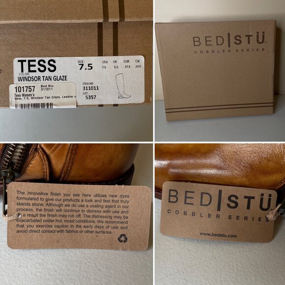 BED STU Tess Rustic Tan Distressed Tall Leather Riding Boots BedStu Size 7.5 - Picture 16 of 16